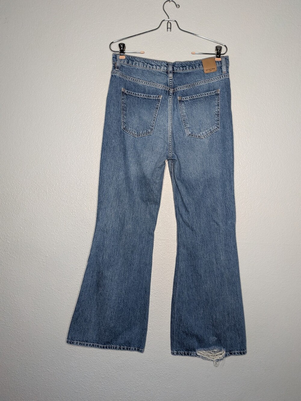 We The Free Blue New Dawn Distressed Destroyed Hippie Boho Flare Jeans 28 - Picture 5 of 8